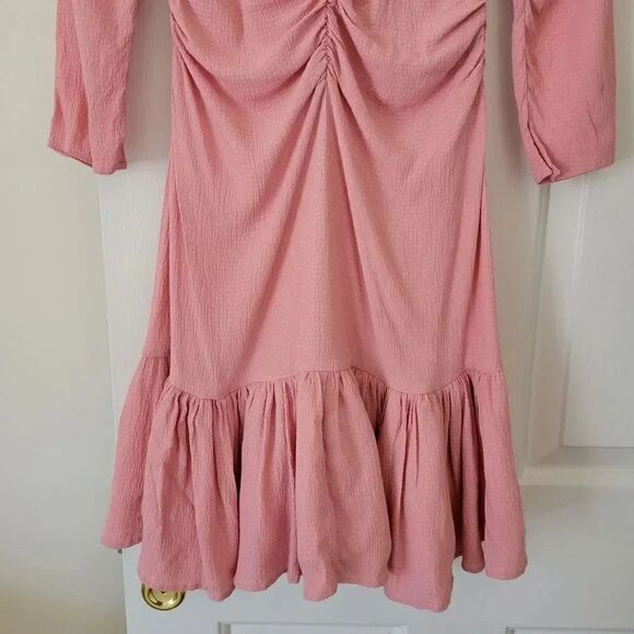 ByTimo Bubble Pink Viscose Shirred Ruffle Long Sleeve Dress XS - Picture 6 of 12